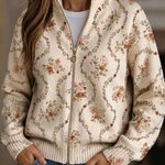 Zip Cardigan with Floral Vines – product image 1