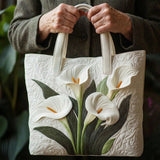 Quilted Tote Bag - White Calla Lily