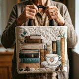 Handcrafted Quilted Tote Bag - Coffee Chapter