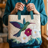 Quilted Tote Bag - White Blossom