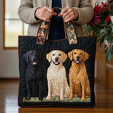 Handcrafted Quilted Tote Bag - Three Labradors
