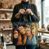 Handcrafted Quilted Tote Bag - Playful Pony