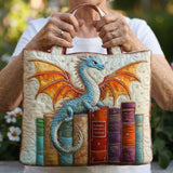 Quilted Tote Bag - Emerald Keeper of Books