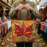 Handcrafted Quilted Tote Bag - Maple Sunset