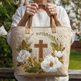 Handcrafted Quilted Tote Bag - Sacred Cross