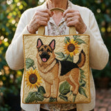 Floral German Shepherd Tote Bag