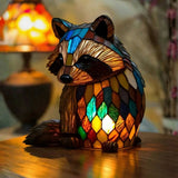 Raccoon | Stained-Glass-Style Lamp