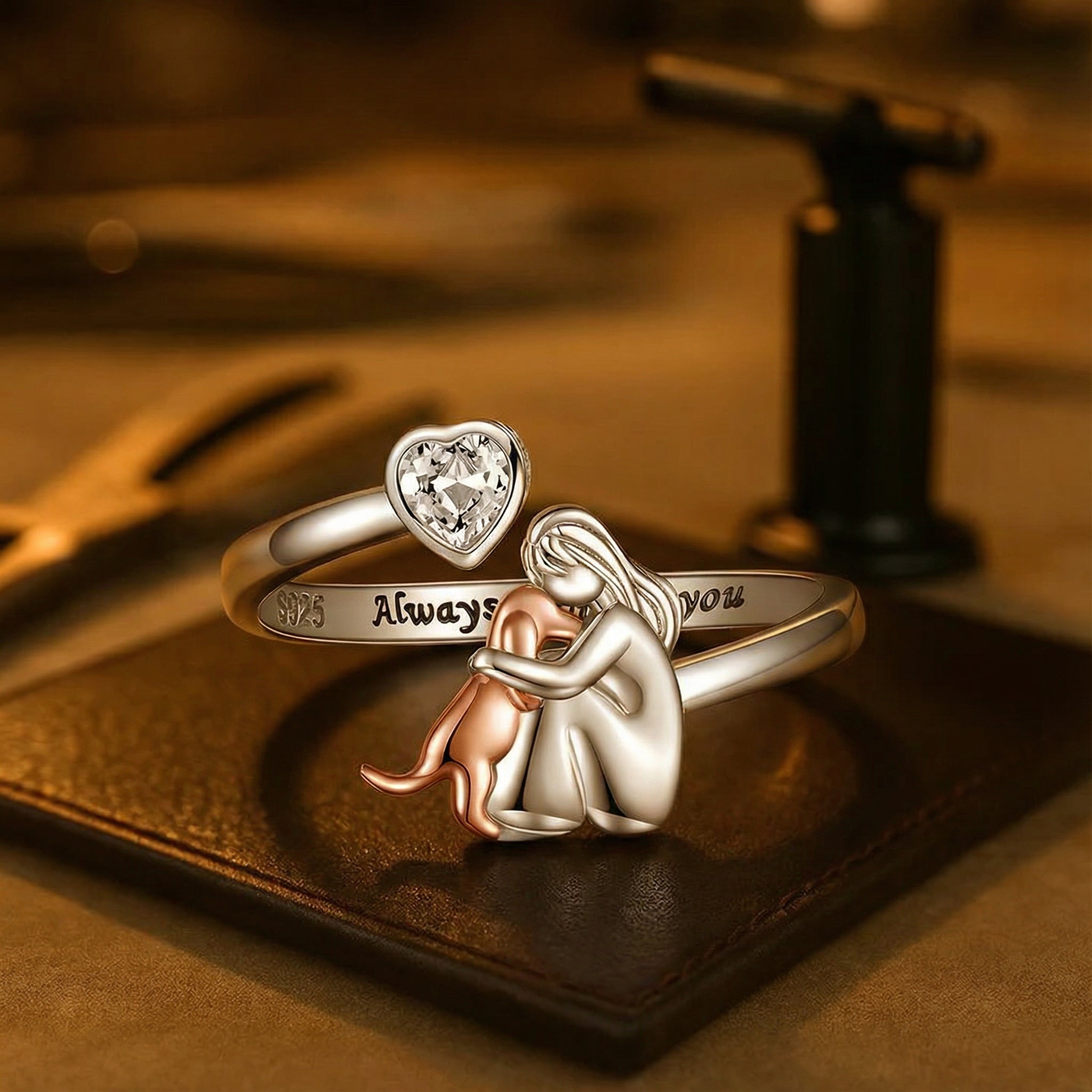 Pink Dog Embrace Ring