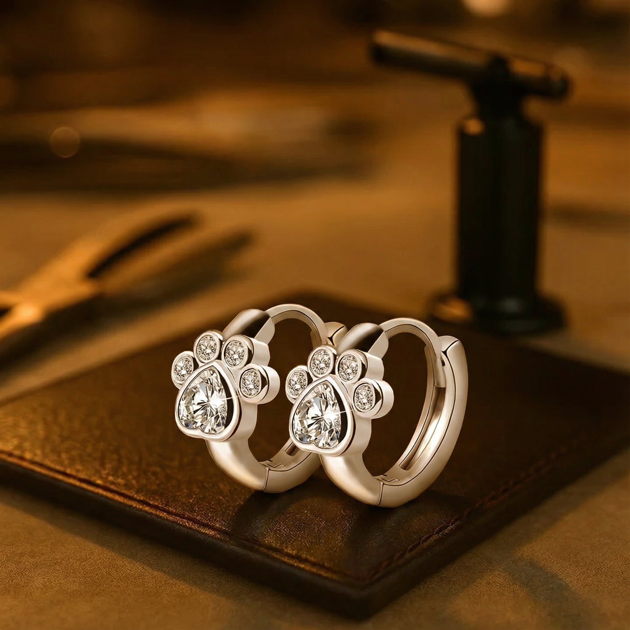 Paw Print Huggie Hoop Earrings