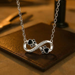 Infinity Paw Print Necklace with Cubic Zirconia