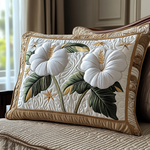 Quilted Pillowcase | White Hibiscus