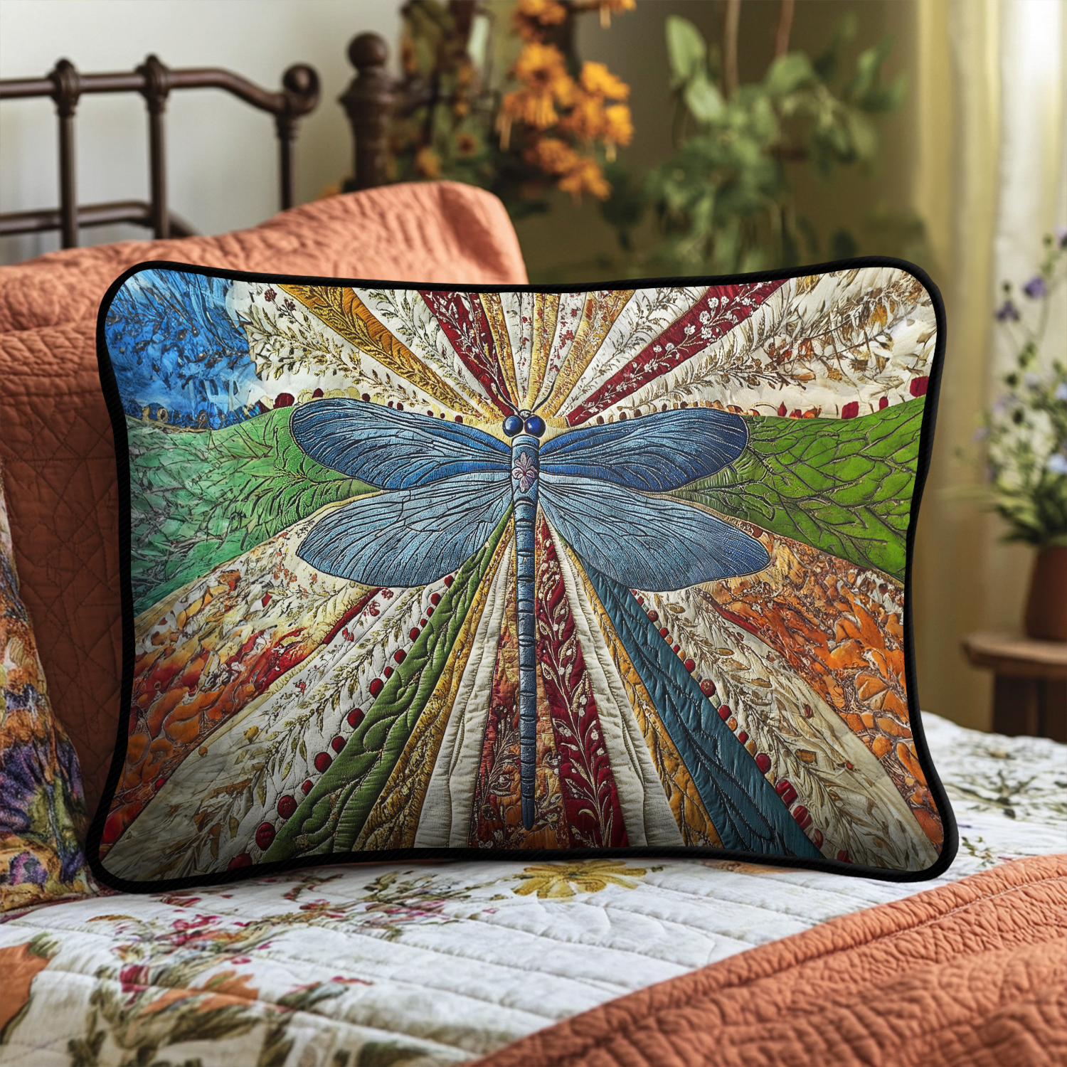 Quilted Pillowcase | Golden Dragonfly, view 2