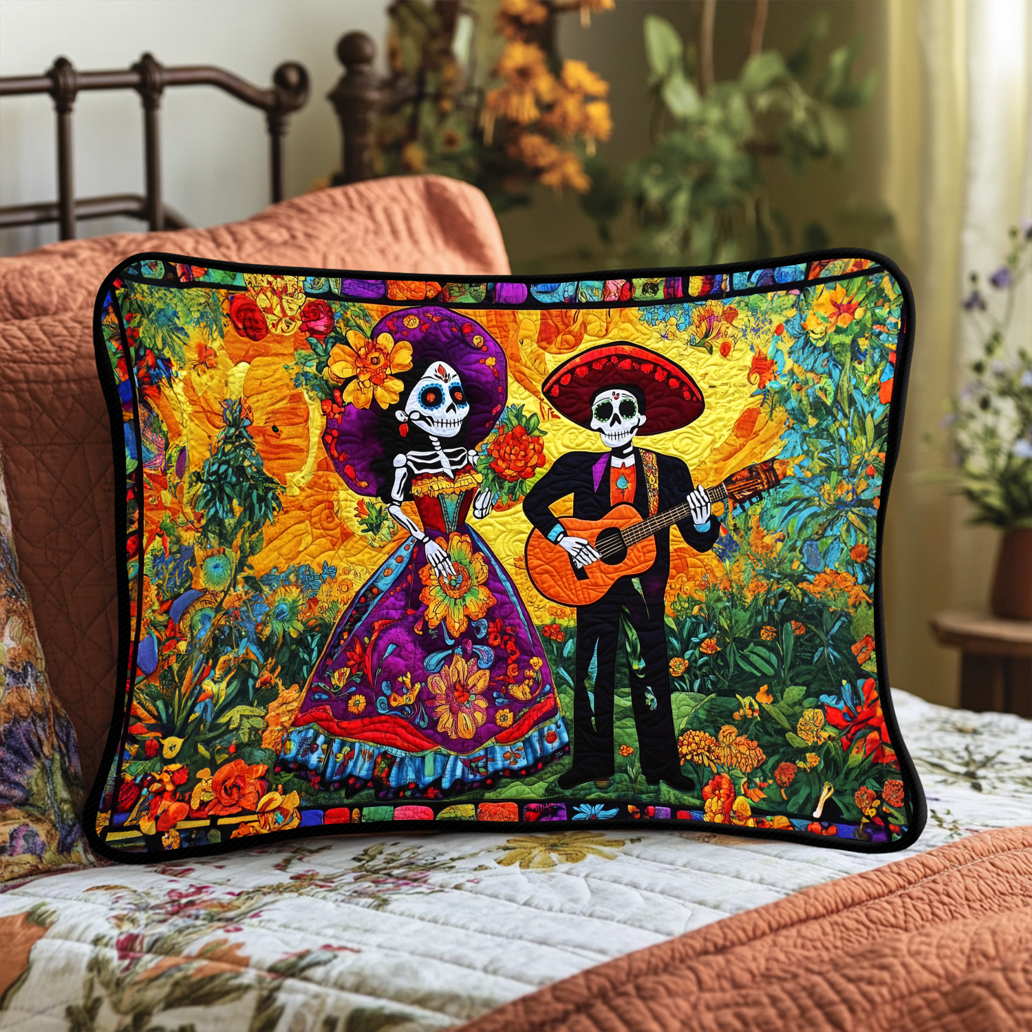 Quilted Pillowcase | Day of the Dead