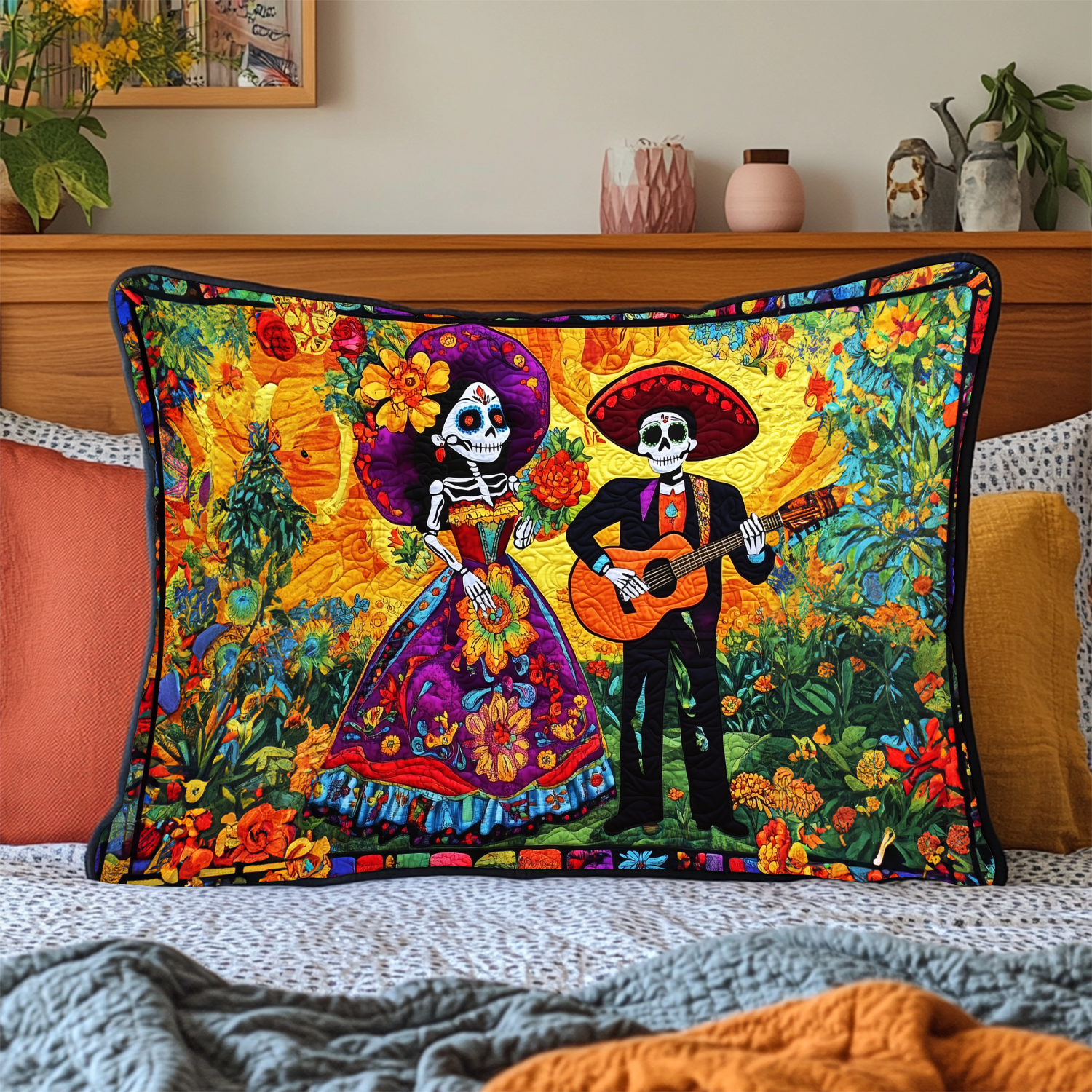 Quilted Pillowcase | Day of the Dead, view 2