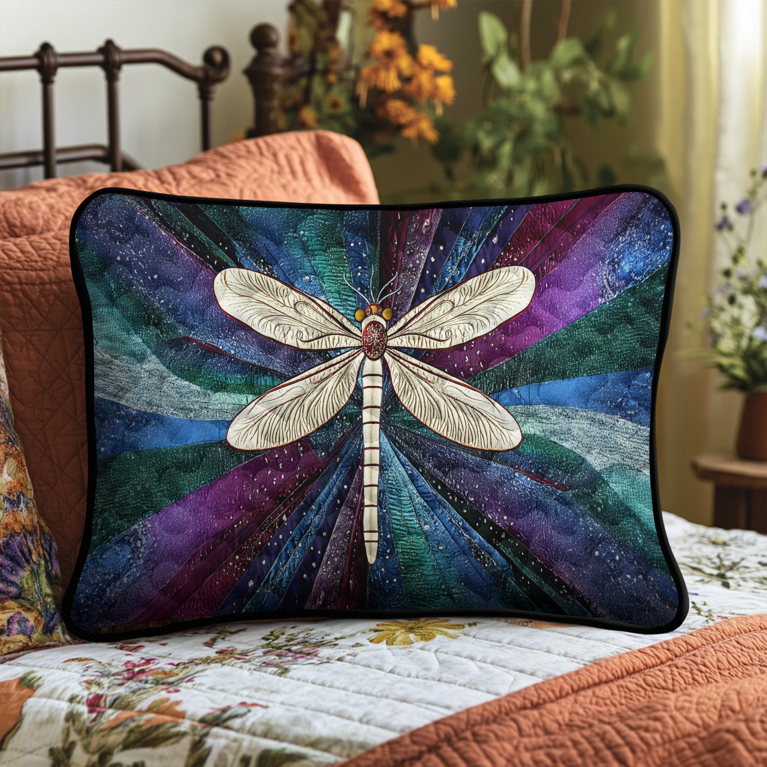 Quilted Pillowcase | Golden Dragonfly II, view 2