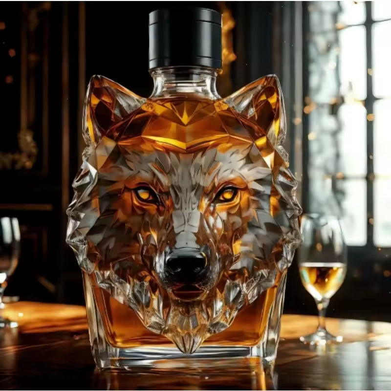 Sculpted Wolf Whisky Decanter