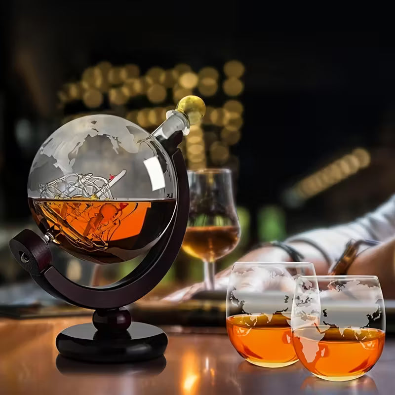 World Map Whisky Decanter and Glass Set | Edition Two