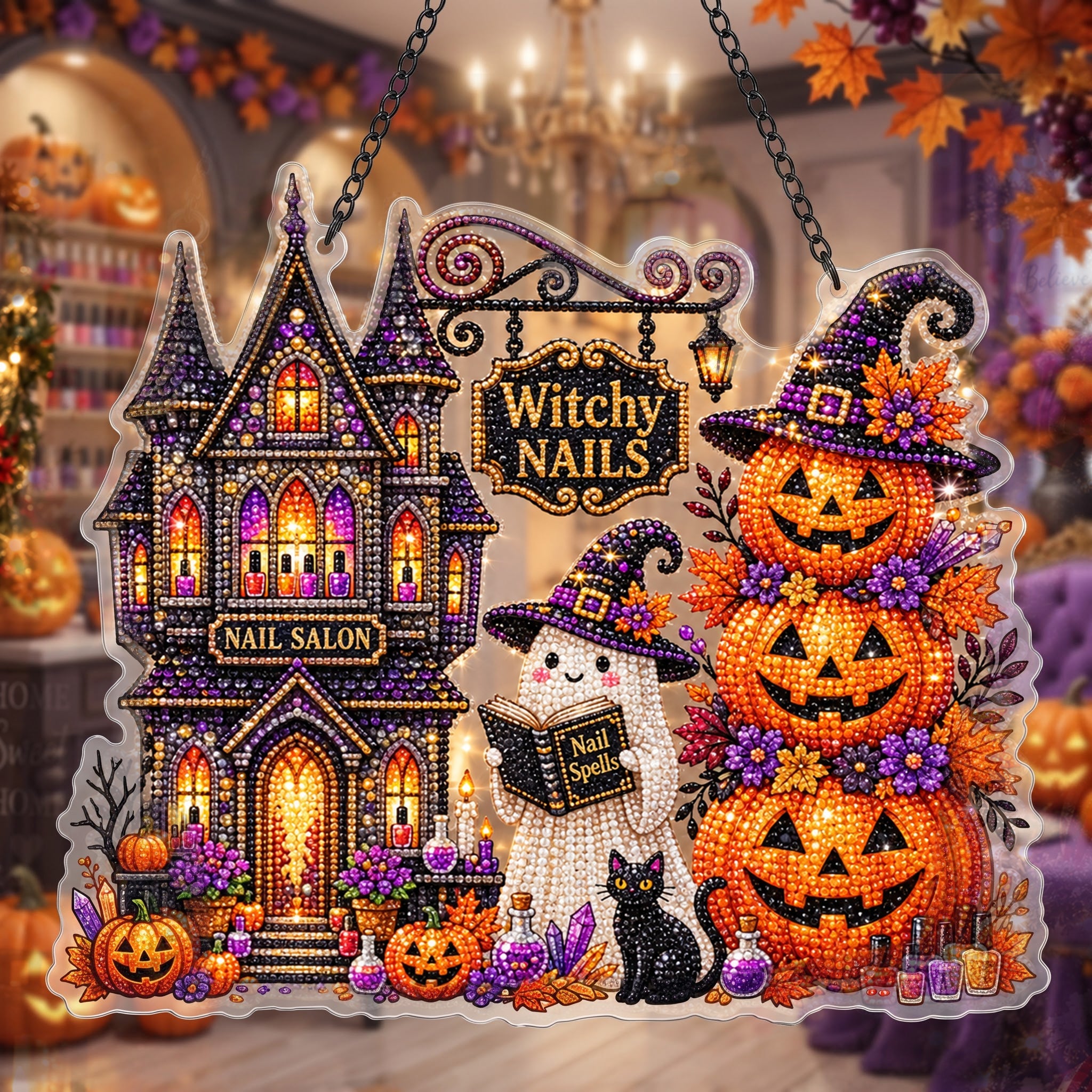 Witchy Nail Salon – DIY Diamond Art Hanging Decoration – product image 1