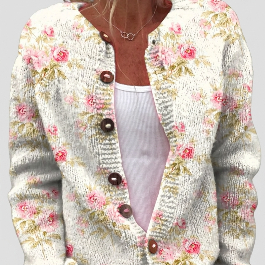 Cardigan with Rose Pattern – product image 1