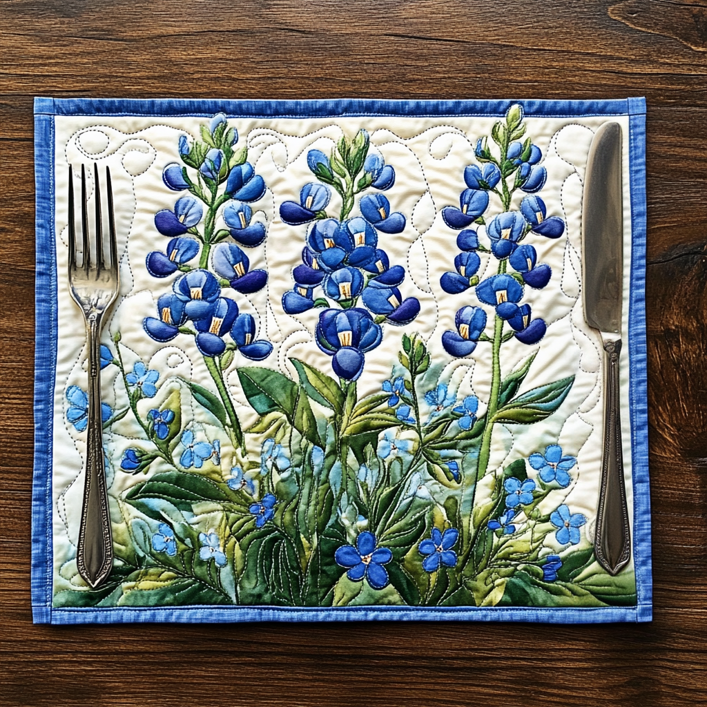 Quilted Placemats | Blue Lupin