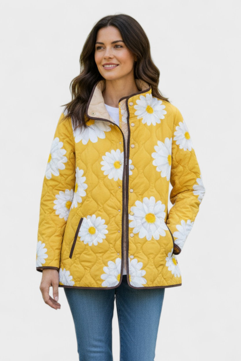 Quilted Jacket with Daisies in Yellow – product image 1
