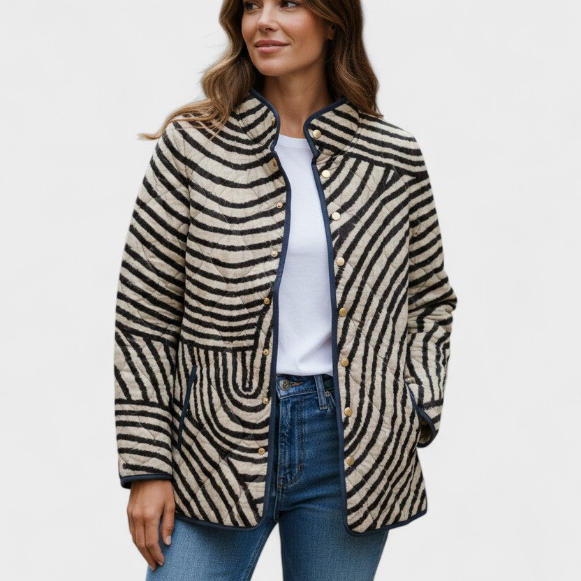 Quilted Jacket in Stripe Swirl – product image 1