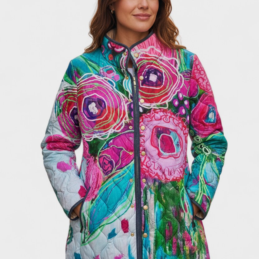 Quilted Jacket with Flowers in Pink – product image 1