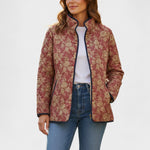Quilted Jacket with Flowers in Rust Red – product image 1
