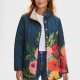 Padded Jacket with Flowers in Navy – product image 1