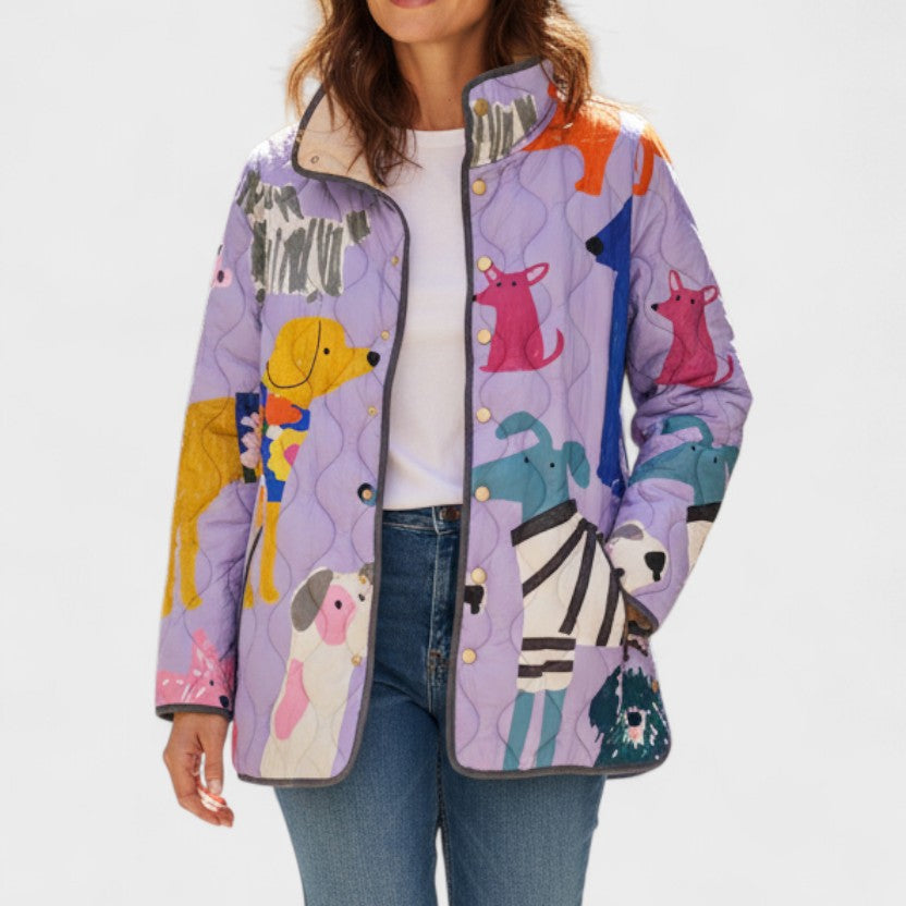 Quilted Jacket with Dogs in Lilac – product image 1
