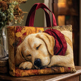 Sleepy Labrador quilted tote bag