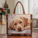 Winter Labrador Portrait quilted tote bag