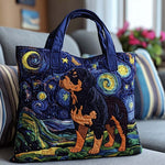 Rottweiler Under the Stars quilted tote bag