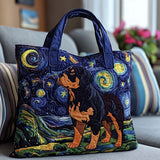 Rottweiler Under the Stars quilted tote bag