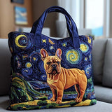 French Bulldog Under the Stars quilted tote bag