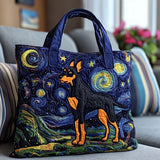 Doberman Under the Stars quilted tote bag