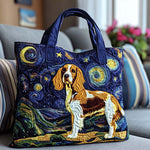 Spaniel Under the Stars quilted tote bag