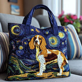 Spaniel Under the Stars quilted tote bag