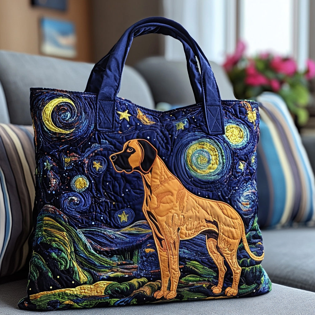 Great Dane Under the Stars quilted tote bag