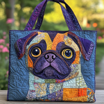 Cheerful Pug quilted tote bag