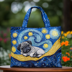 Smiling Pug quilted tote bag