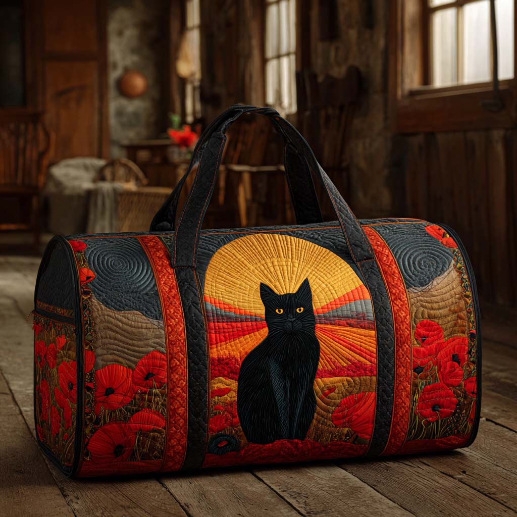 Quilted Travel Bag - Cat at Sunset