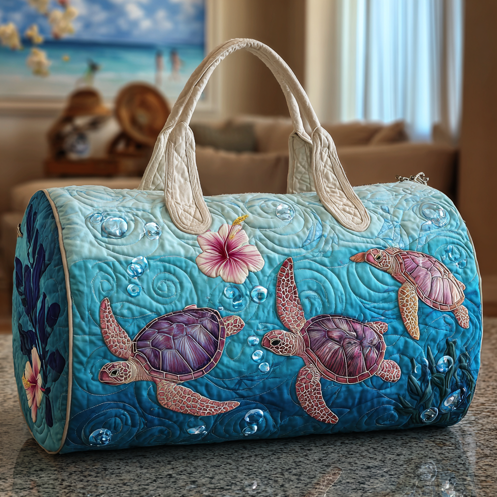 Quilted Travel Bag - Turtle Wave