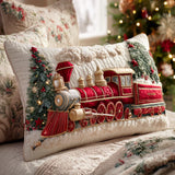 Quilted Pillowcase | Festive Steam Locomotive