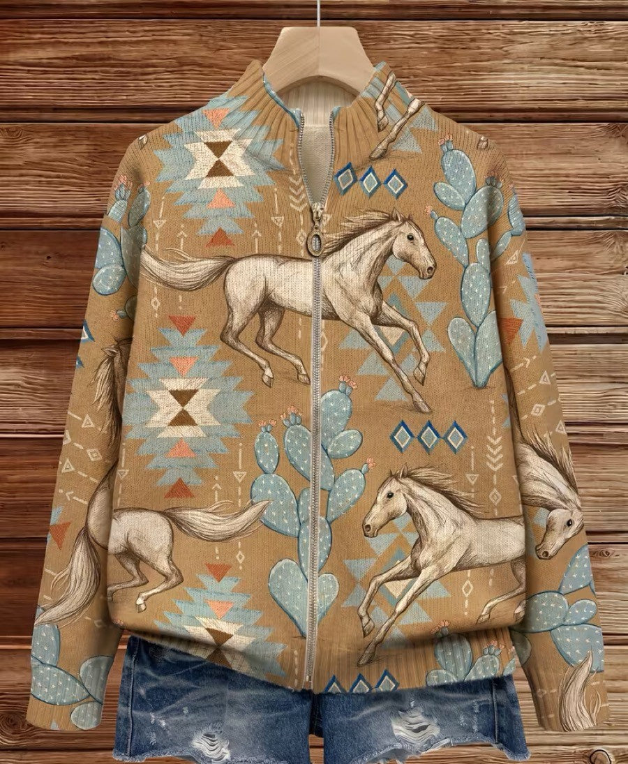Cardigan with Horses & Cacti – product image 2