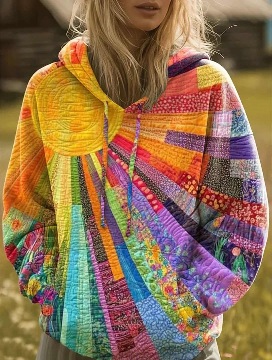 Cardigan in Rainbow Patchwork – product image 1