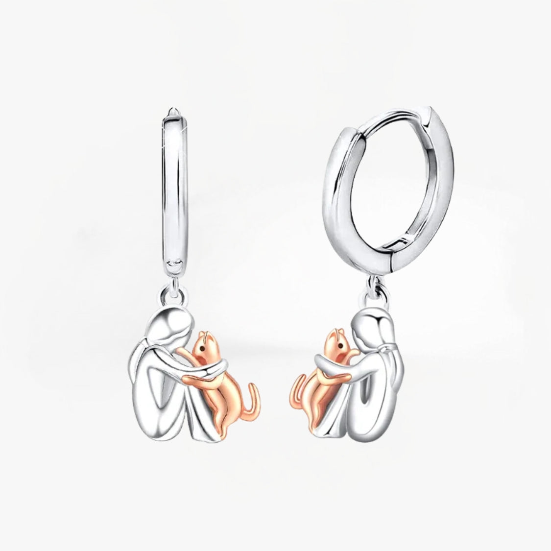 Cat Embrace Hoop Earrings, view 2
