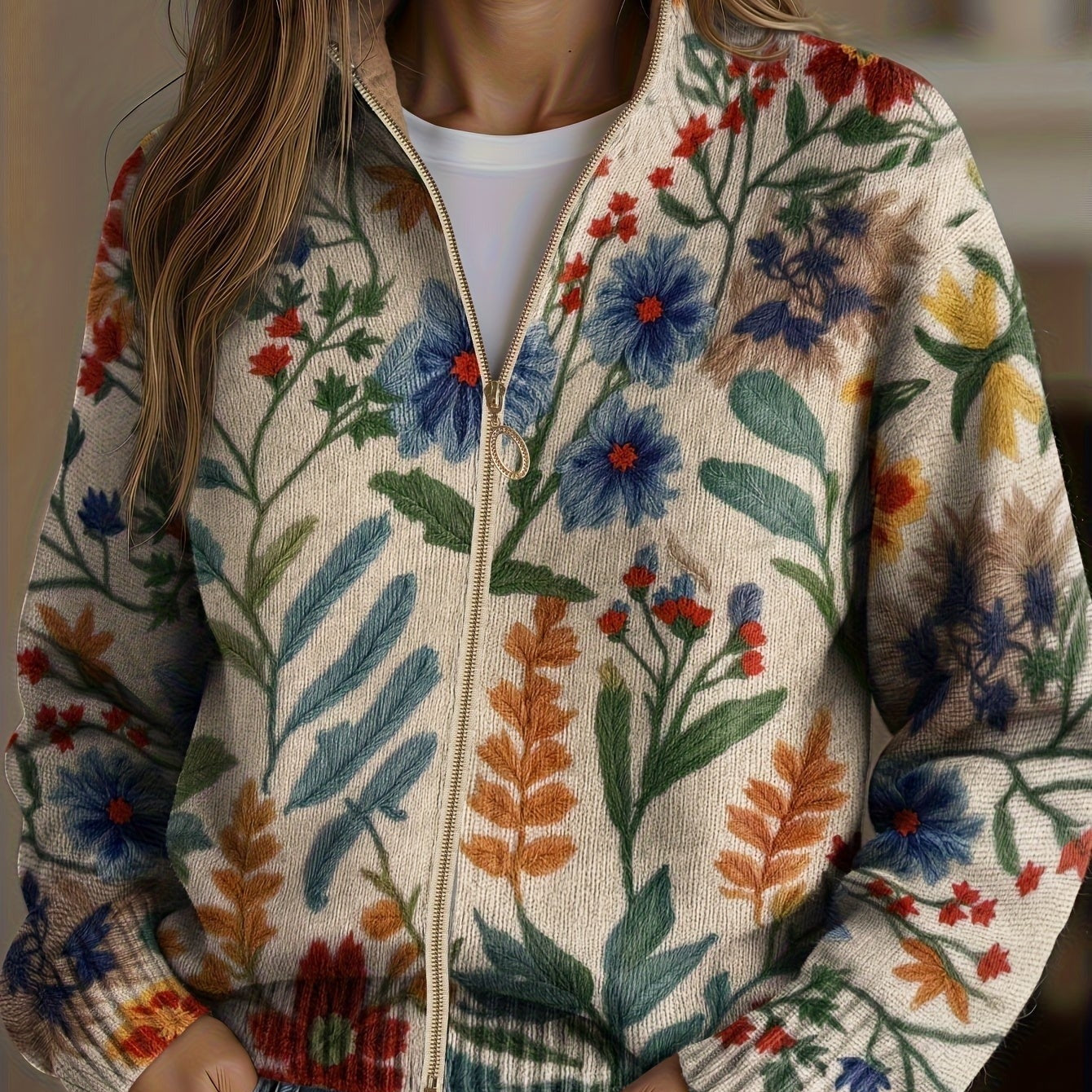 Cardigan with Folk Flowers – product image 1