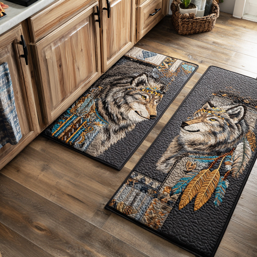 Lunar Wolf Echo Kitchen Rug Set