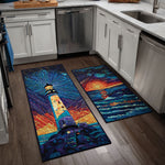 Ocean Lighthouse Kitchen Rug Set